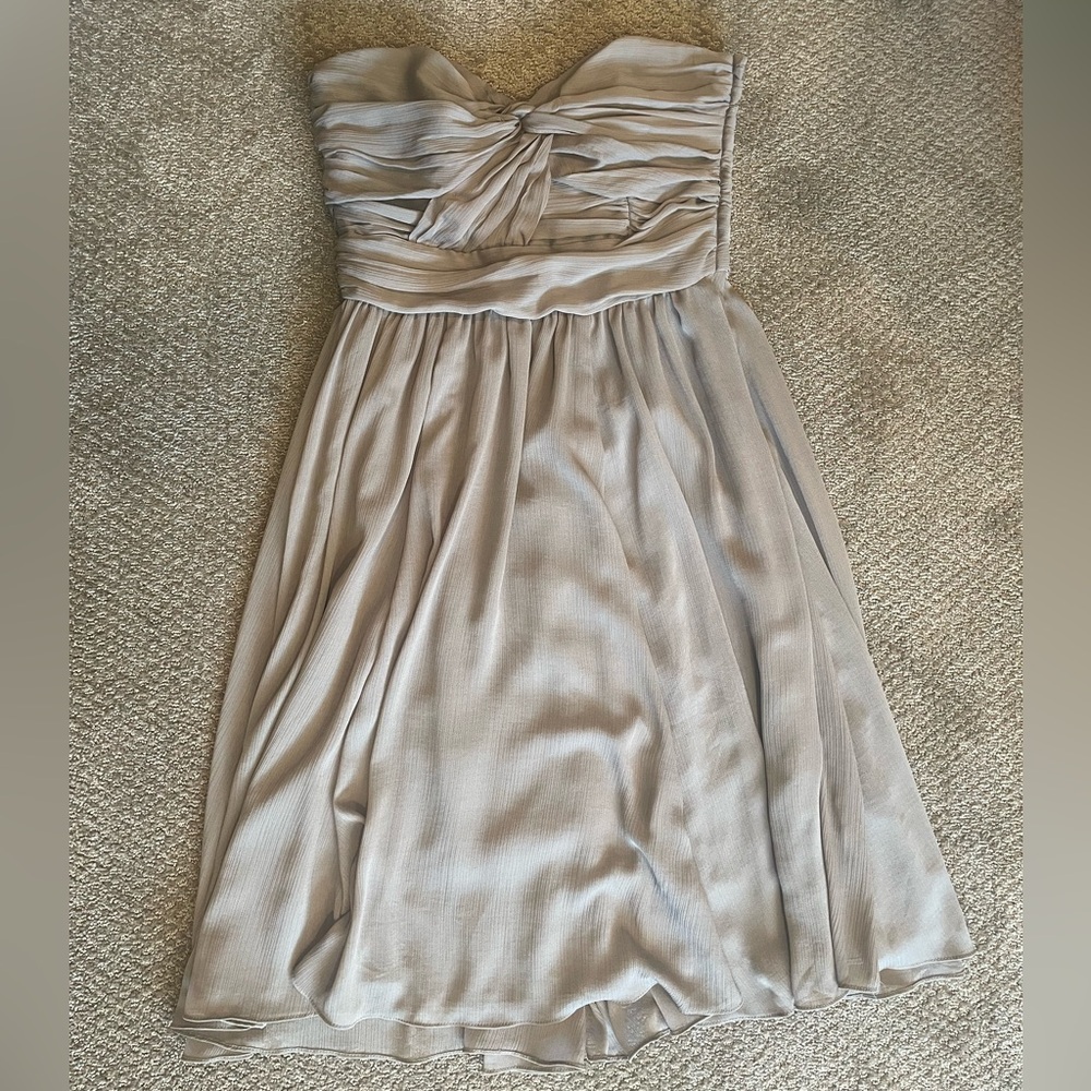 H&M Grey/Taupe Strapless Sweetheart Neckline Chiffon Dress